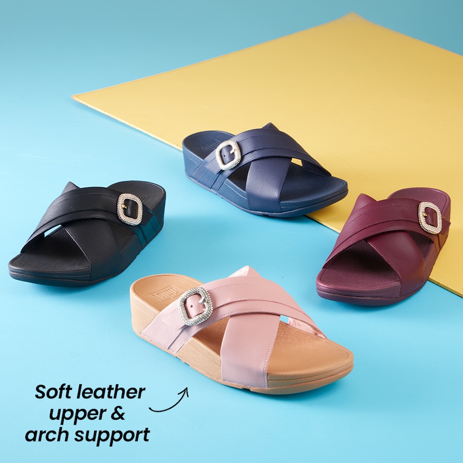 Image 122954_ALTMORE100.jpg, Product 122-954 / Price $170.00, FitFlop Lulu Crystal Buckle Leather Slides from FitFlop on TSC.ca's Shoes department