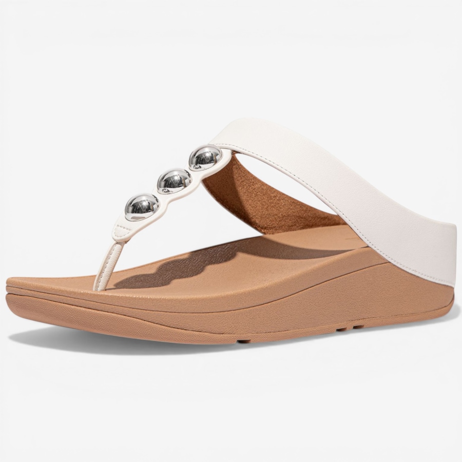 Image 122955_WHT.jpg, Product 122-955 / Price $59.88, FitFlop Fino Mirror-Dome Leather Toe Post Sandal from FitFlop on TSC.ca's Shoes department