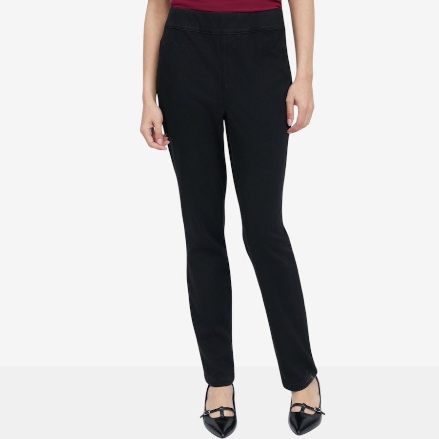 Image 122960_BLK.jpg, Product 122-960 / Price $39.99, Nina Leonard Elastic Waist Stretch Knit Denim Pant from Nina Leonard on TSC.ca's Fashion department