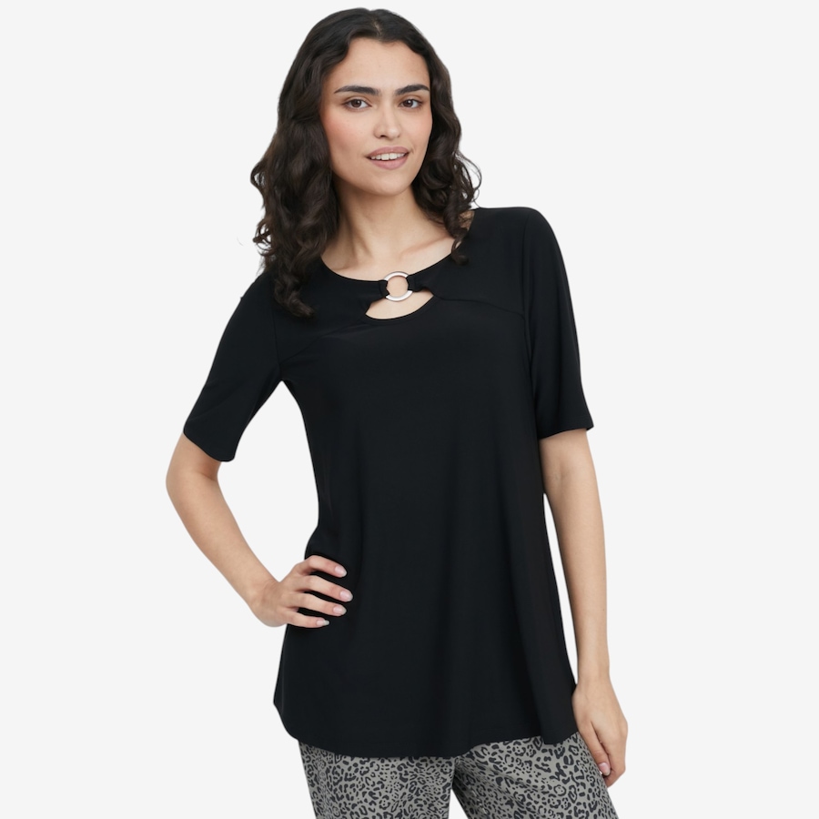 Image 122962_BLK.jpg, Product 122-962 / Price $34.99, Nina Leonard Peek-A-Boo Neckline Top from Nina Leonard on TSC.ca's Fashion department