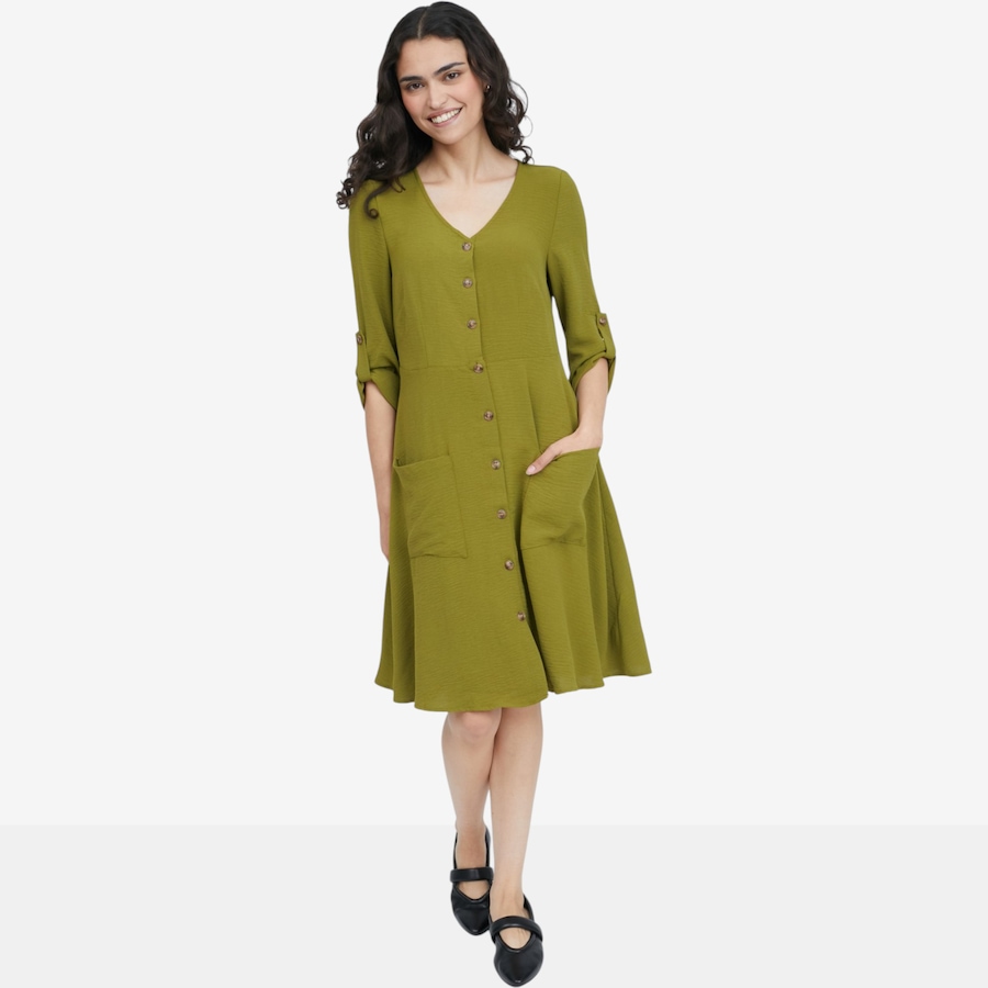 Image 122963_AVO.jpg, Product 122-963 / Price $49.99, Nina Leonard V-Neck Button Front Dress from Nina Leonard on TSC.ca's Fashion department
