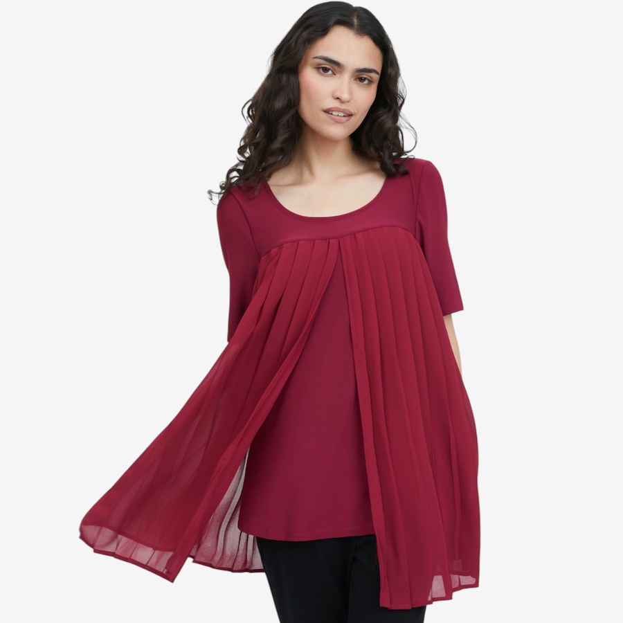 Image 122964_BETRD.jpg, Product 122-964 / Price $39.99, Nina Leonard Elbow Sleeve Round Neck Top from Nina Leonard on TSC.ca's Fashion department