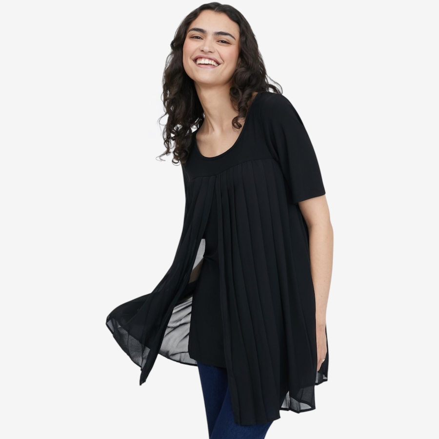 Image 122964_BLK.jpg, Product 122-964 / Price $39.99, Nina Leonard Elbow Sleeve Round Neck Top from Nina Leonard on TSC.ca's Fashion department