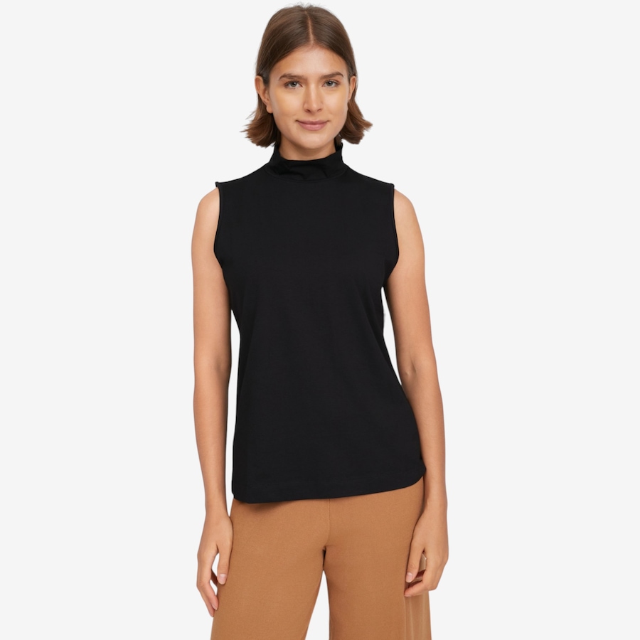Image 123018_BLK.jpg, Product 123-018 / Price $64.90, Wynne Style Cotton Rayon Spandex Sleeveles Mockneck Top from Wynnelayers on TSC.ca's Fashion department