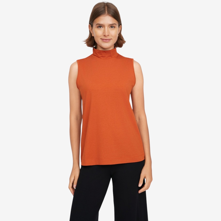 Image 123018_CIN.jpg, Product 123-018 / Price $64.90, Wynne Style Cotton Rayon Spandex Sleeveles Mockneck Top from Wynnelayers on TSC.ca's Fashion department