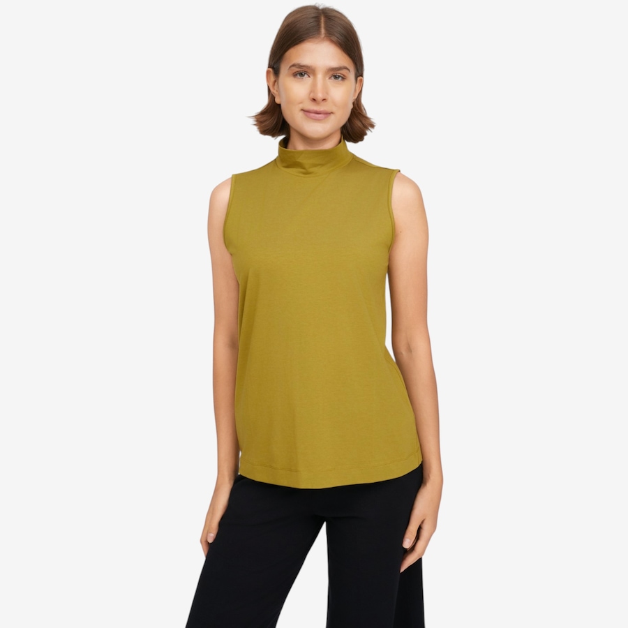 Image 123018_OGN.jpg, Product 123-018 / Price $64.90, Wynne Style Cotton Rayon Spandex Sleeveles Mockneck Top from Wynnelayers on TSC.ca's Fashion department