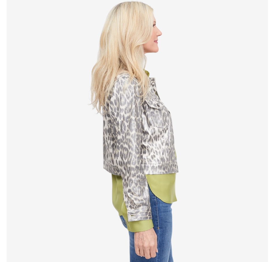 Image 123163_ALTMORE1.jpg, Product 123-163 / Price $275.00, Brian Bailey Printed Metallic Faux Leather Jean Jacket from Brian Bailey on TSC.ca's Fashion department