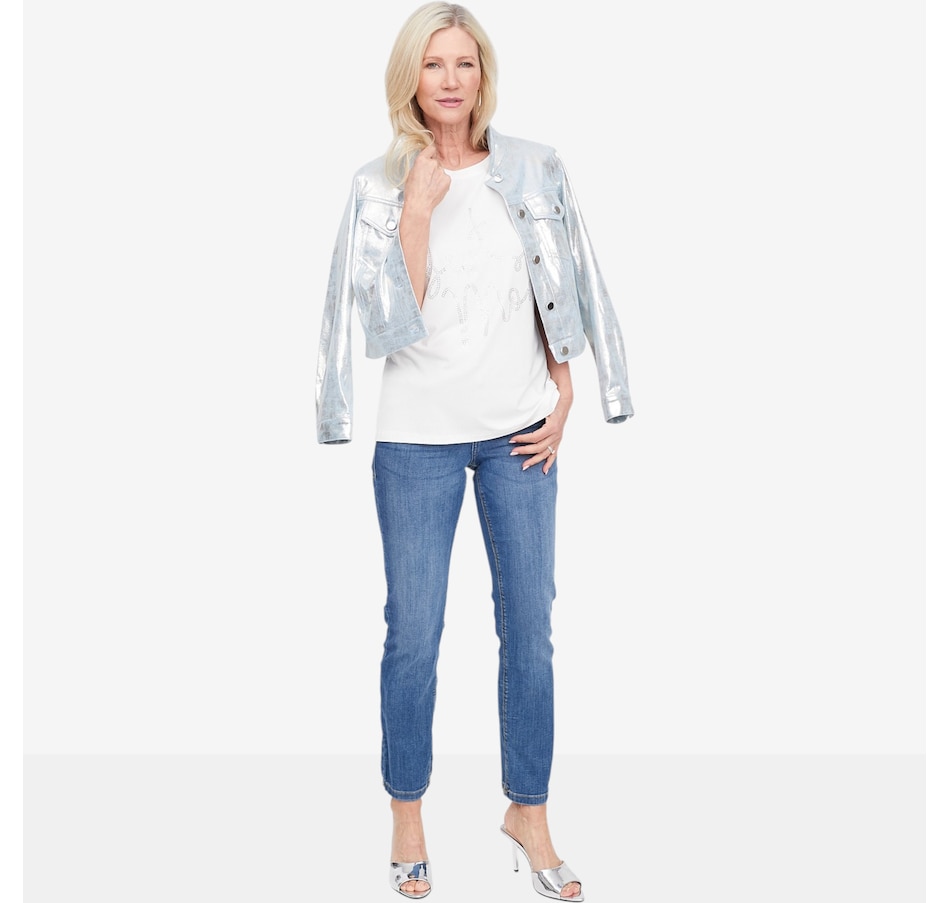Image 123163_ALTMORE5.jpg, Product 123-163 / Price $275.00, Brian Bailey Printed Metallic Faux Leather Jean Jacket from Brian Bailey on TSC.ca's Fashion department