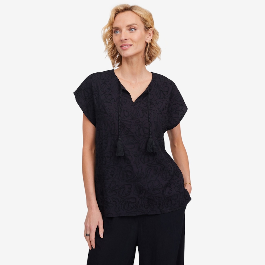 Image 123164_BLK.jpg, Product 123-164 / Price $109.99, Guillaume Tassel-Detail Embroidered Top from Guillaume on TSC.ca's Fashion department