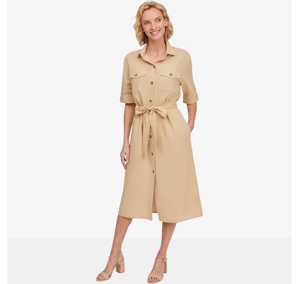 Image 123170_SAN.jpg, Product 123-170 / Price $109.99, Guillaume Cotton Linen Safari Dress from Guillaume on TSC.ca's Fashion department