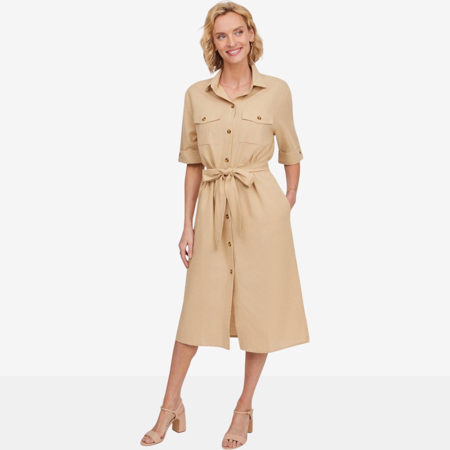 Image 123170_SAN.jpg, Product 123-170 / Price $129.99, Guillaume Cotton Linen Safari Dress from Guillaume on TSC.ca's Fashion department