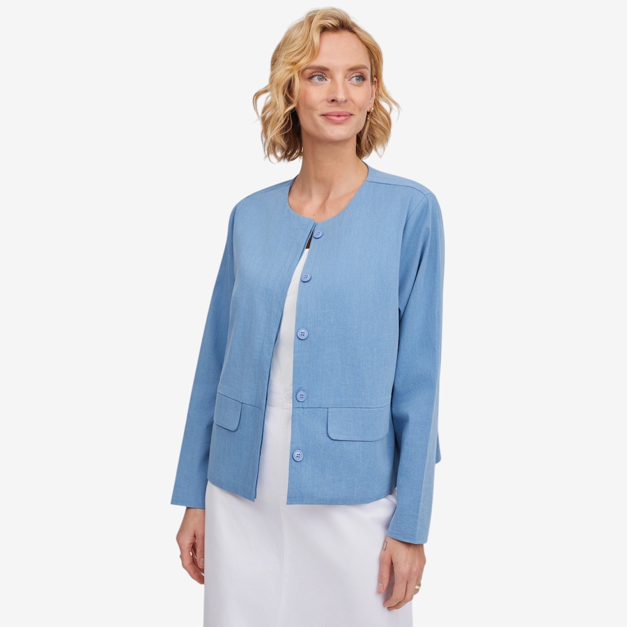 Image 123171_LTB.jpg, Product 123-171 / Price $139.99, Guillaume Collarless Washed Cotton Jacket from Guillaume on TSC.ca's Fashion department