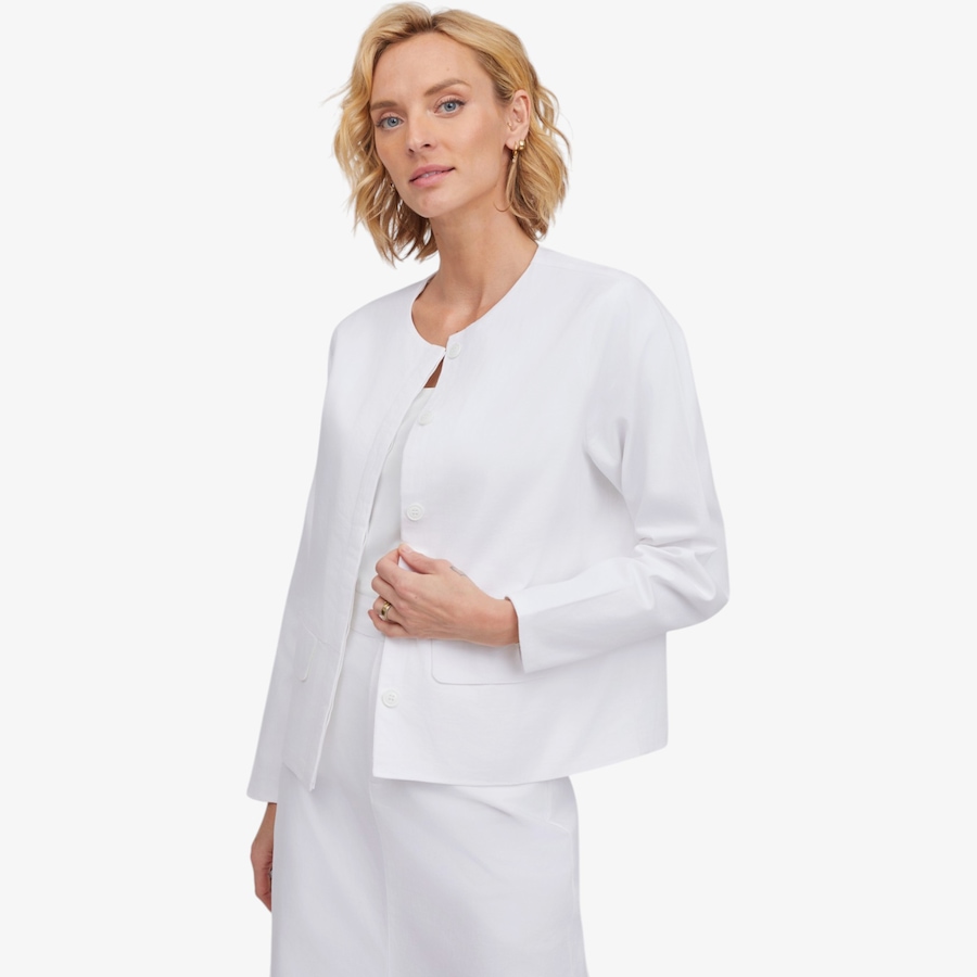 Image 123171_WHT.jpg, Product 123-171 / Price $139.99, Guillaume Collarless Washed Cotton Jacket from Guillaume on TSC.ca's Fashion department