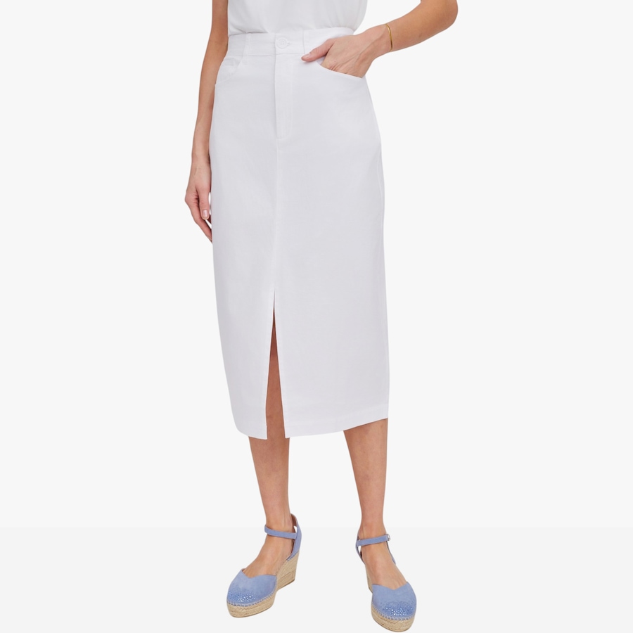 Image 123172_WHT.jpg, Product 123-172 / Price $119.99, Guillaume Slit Front Washed Cotton Skirt from Guillaume on TSC.ca's Fashion department