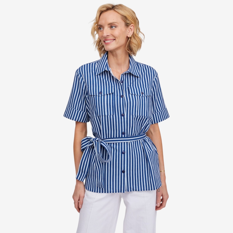 Image 123173_NVY.jpg, Product 123-173 / Price $119.99, Guillaume Striped Belted Safari Jacket from Guillaume on TSC.ca's Fashion department
