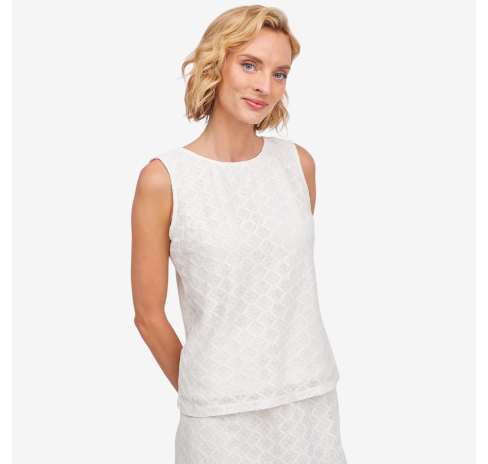 Image 123174_WHT.jpg, Product 123-174 / Price $79.99, Guillaume Textured Lace Top from Guillaume on TSC.ca's Fashion department