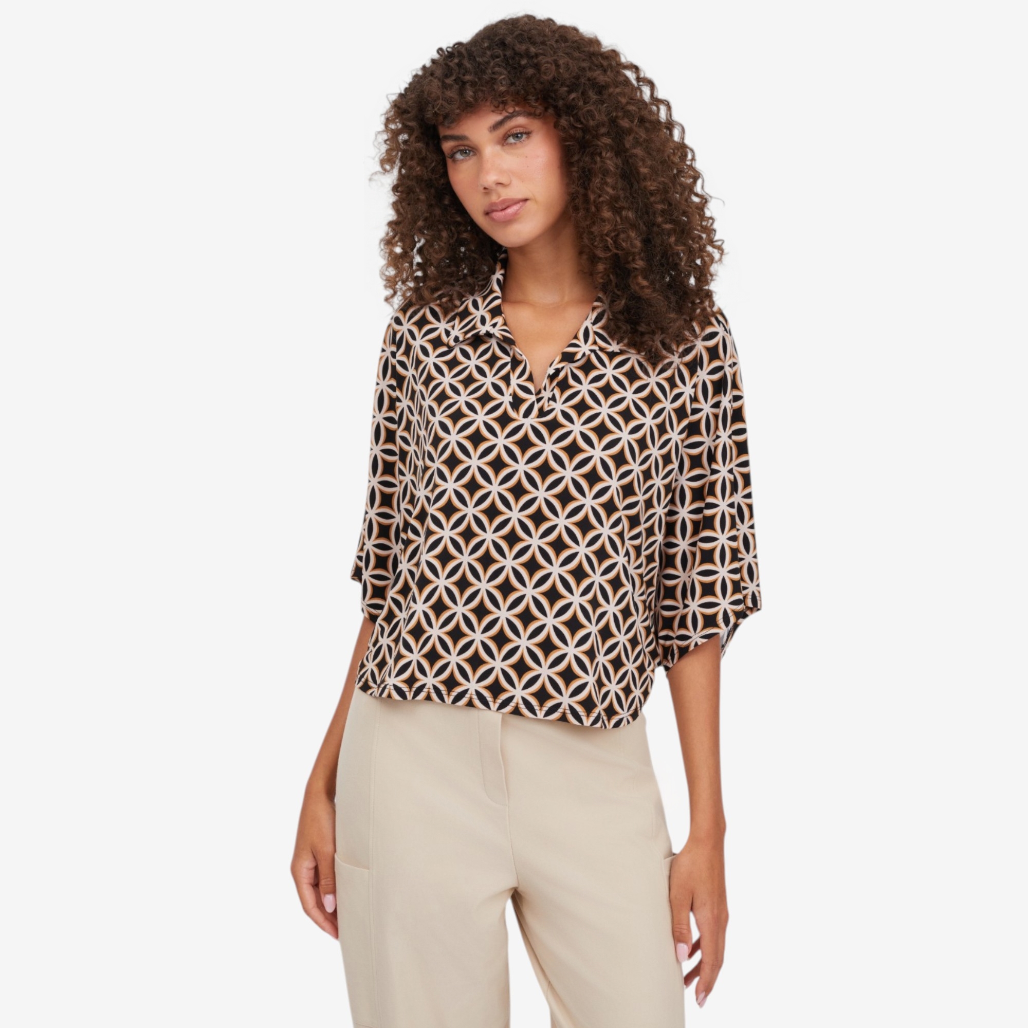 Kim & Co. Brazil Knit Johnny Collar Poncho Top - TSC.ca