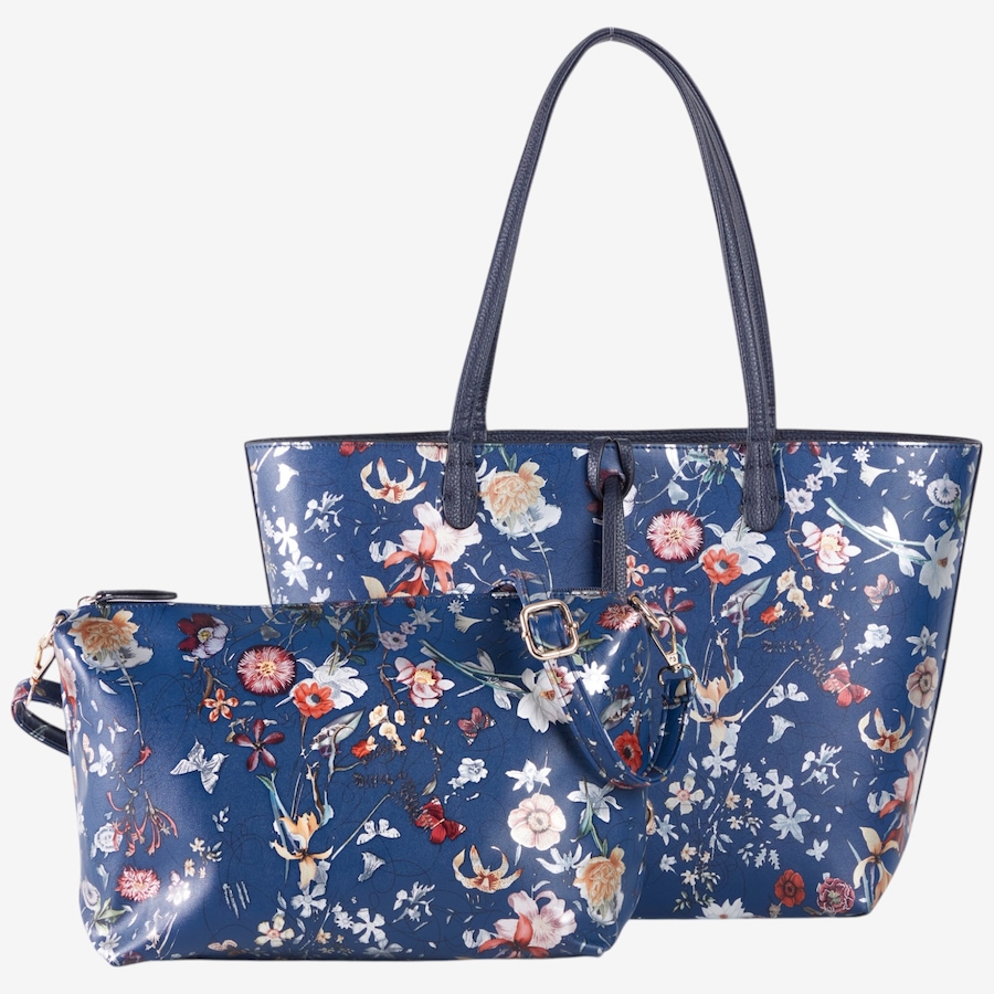 Image 123615_BLU.jpg, Product 123-615 / Price $64.99, Red Coral Reversible Foil Floral Tote Two-Piece Set from Red Coral Fashions on TSC.ca's Fashion department