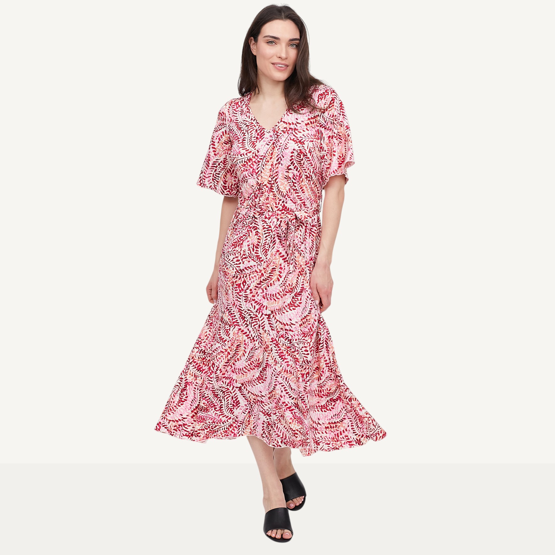 AKIRANAKA 10万 23AW Marble tiered dress Marallis Printed V-neck Flared Sleeve Dress - TSC.ca