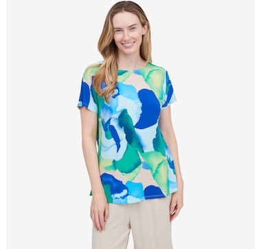 Mr. Max Extended Dolman Sleeve Brazil Knit Print Top