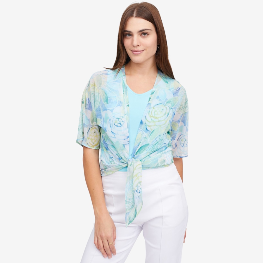 Image 123657_BLMU.jpg, Product 123-657 / Price $49.99, Mr. Max Printed Chiffon Tie Front Cardigan from Mr. Max on TSC.ca's Fashion department
