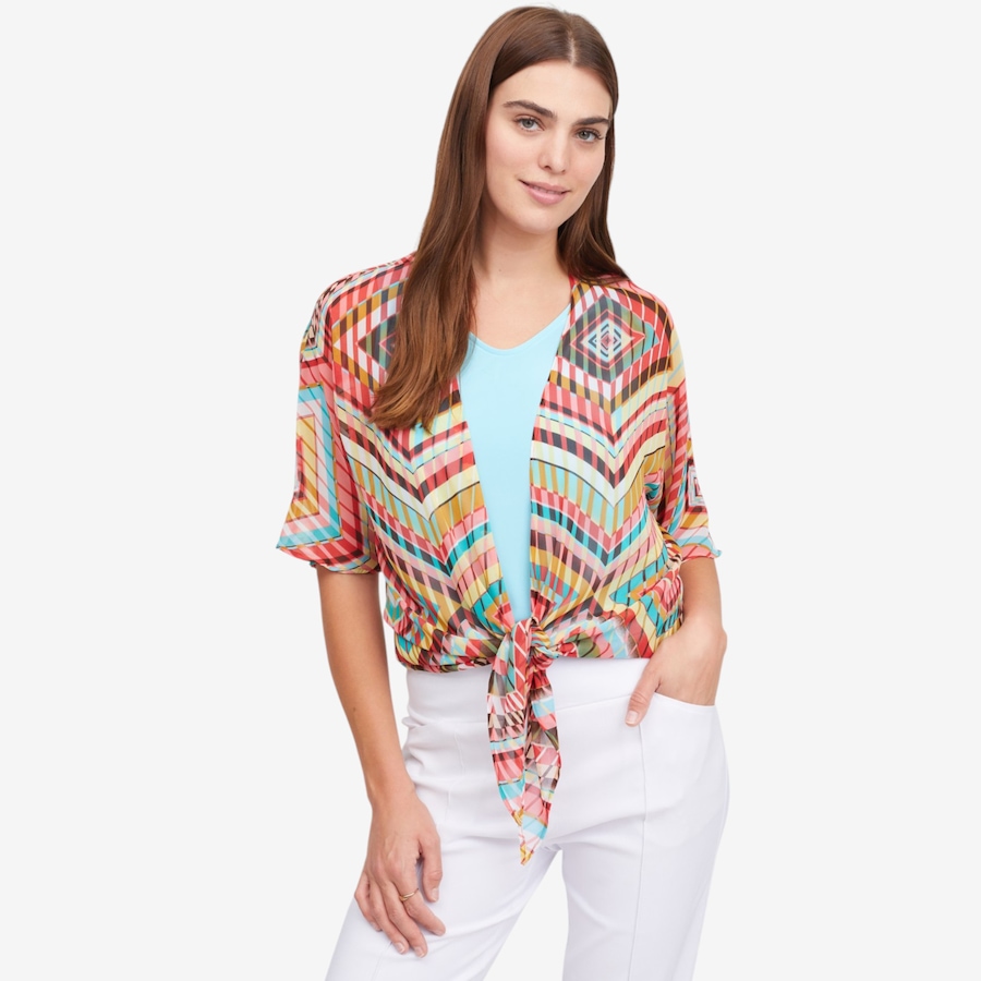 Image 123657_COMU.jpg, Product 123-657 / Price $49.99, Mr. Max Printed Chiffon Tie Front Cardigan from Mr. Max on TSC.ca's Fashion department