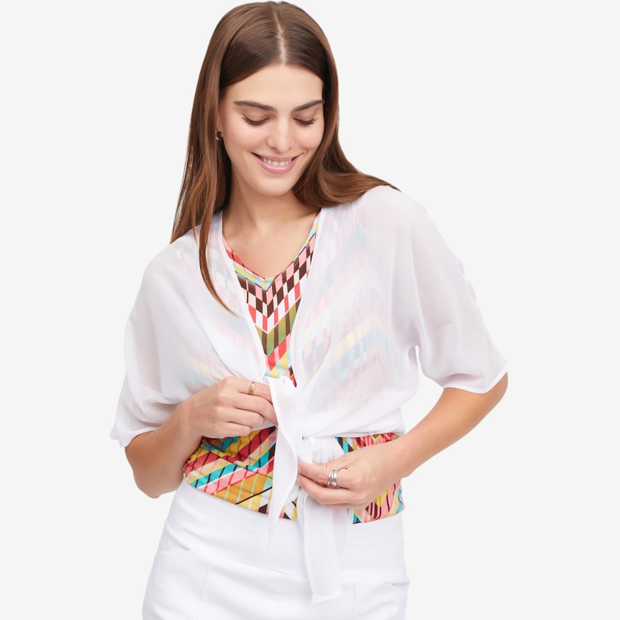 Image 123657_WHT.jpg, Product 123-657 / Price $49.99, Mr. Max Printed Chiffon Tie Front Cardigan from Mr. Max on TSC.ca's Fashion department