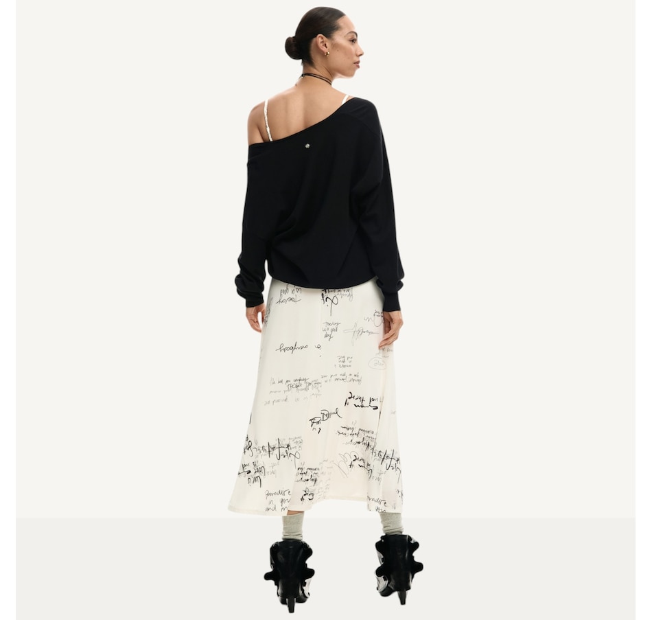 Image 123690_ALTMORE2.jpg, Product 123-690 / Price $159.88, Desigual Newspaper Print Dress with Black V-Neck Sweater from Desigual on TSC.ca's Fashion department