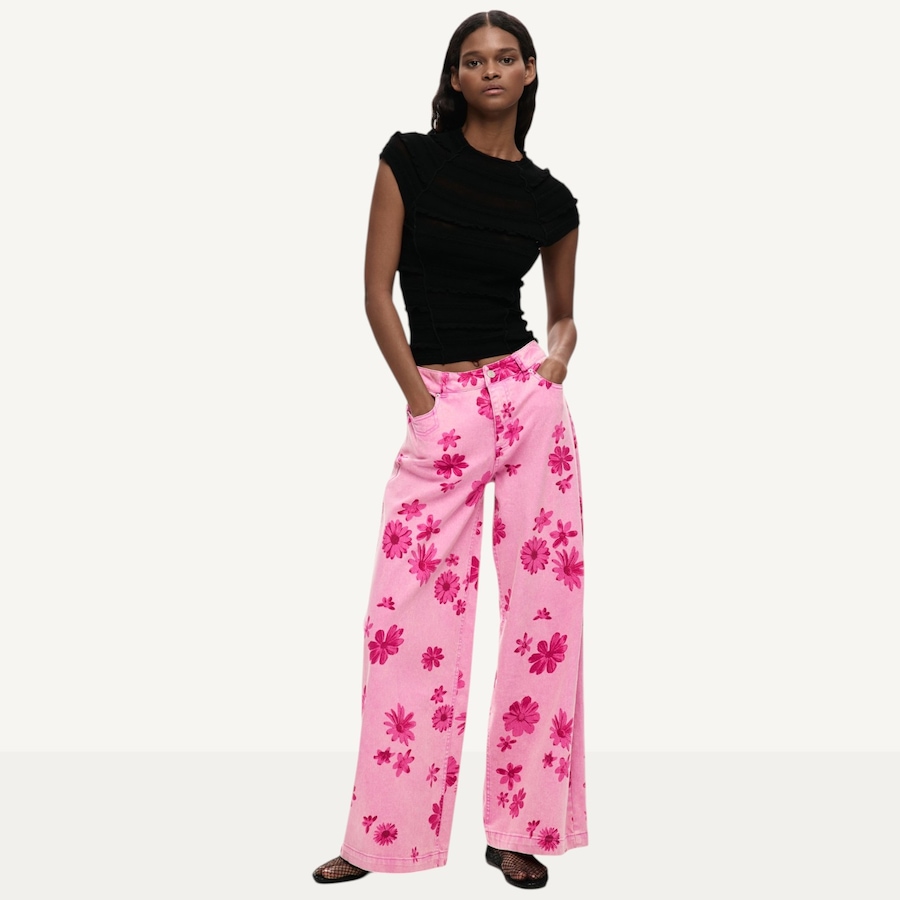 Image 123696_ALTMORE1.jpg, Product 123-696 / Price $149.88, Desigual Floral Pink Denim Pant from Desigual on TSC.ca's Fashion department
