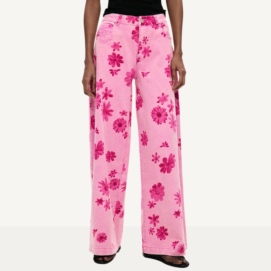 Image 123696_PNK.jpg, Product 123-696 / Price $149.88, Desigual Floral Pink Denim Pant from Desigual on TSC.ca's Fashion department