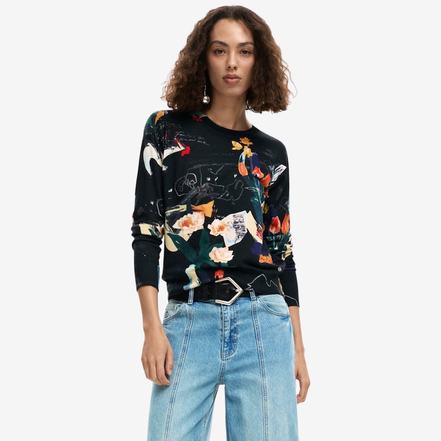 Image 123701_BLK.jpg, Product 123-701 / Price $99.88, Desigual Pullover with Flowers from Desigual on TSC.ca's Fashion department