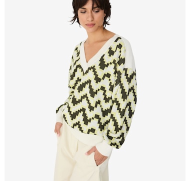 SKFK Kerezi Jacquard Textured Sweater With V-Neck