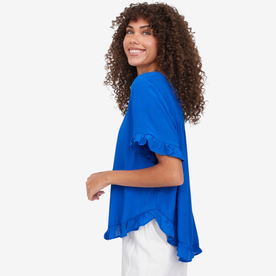 Image 124121_ALTMORE2.jpg, Product 124-121 / Price $89.99, Red Coral Gentle Ruffle Faux Linen Top from Red Coral Fashions on TSC.ca's Fashion department
