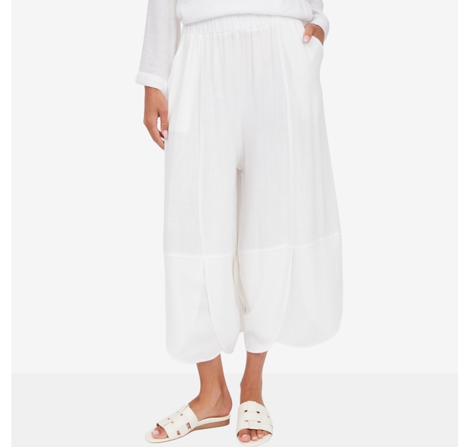 Image 124127_WHT.jpg, Product 124-127 / Price $99.99, Red Coral Linen Cotton Blend Tulip Hem Pant from Red Coral Fashions on TSC.ca's Fashion department