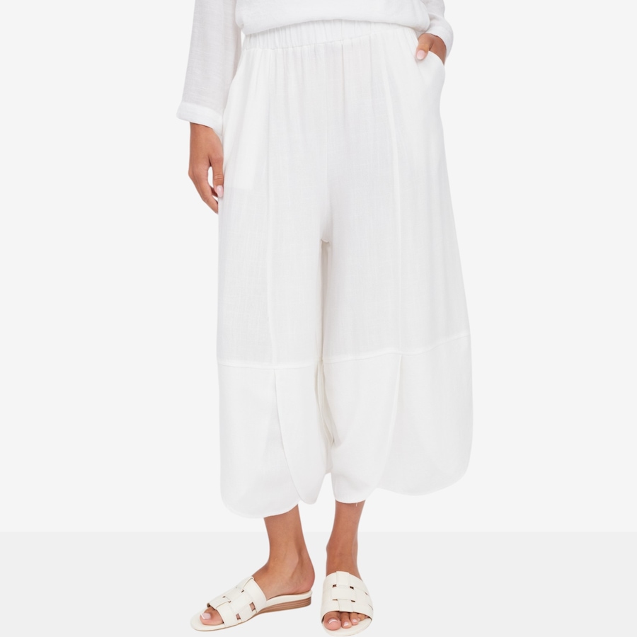 Image 124127_WHT.jpg, Product 124-127 / Price $99.99, Red Coral Linen Cotton Blend Tulip Hem Pant from Red Coral Fashions on TSC.ca's Fashion department