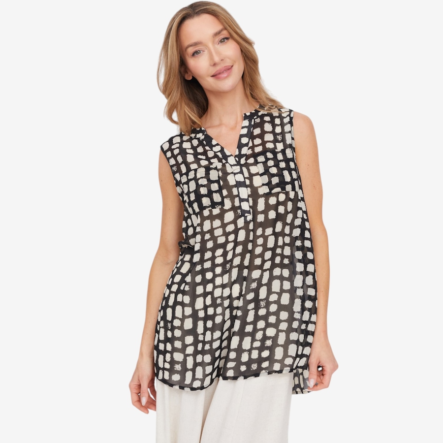 Image 124128_DOT.jpg, Product 124-128 / Price $74.99, Red Coral Notch Neck Print Top from Red Coral Fashions on TSC.ca's Fashion department
