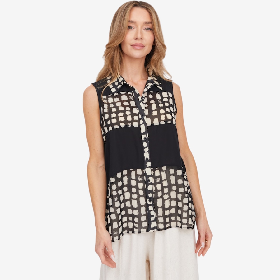 Image 124129_DOT.jpg, Product 124-129 / Price $84.99, Red Coral Print Detail Button Down Top from Red Coral Fashions on TSC.ca's Fashion department