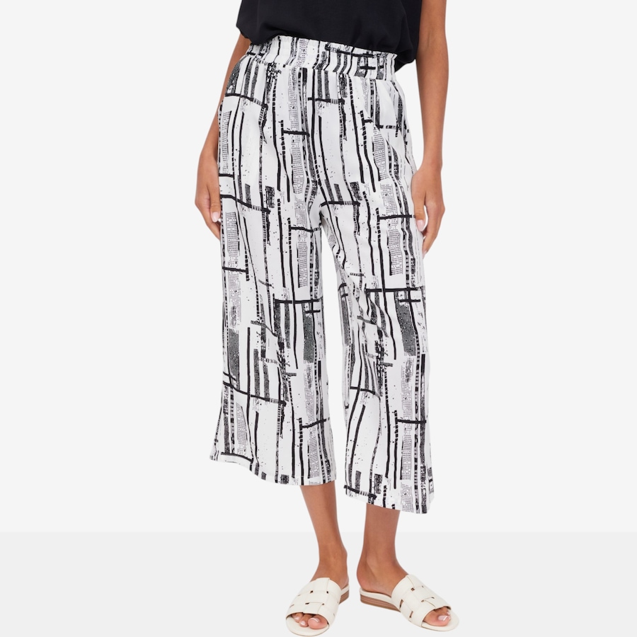 Image 124132_WHT.jpg, Product 124-132 / Price $89.99, Red Coral Graphic Print Cropped Pant from Red Coral Fashions on TSC.ca's Fashion department