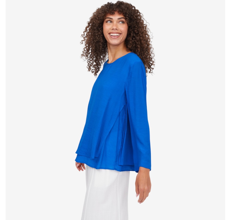 Image 124286_ALTMORE2.jpg, Product 124-286 / Price $79.99, Red Coral Side Split Double Layered Faux Linen Top from Red Coral Fashions on TSC.ca's Fashion department