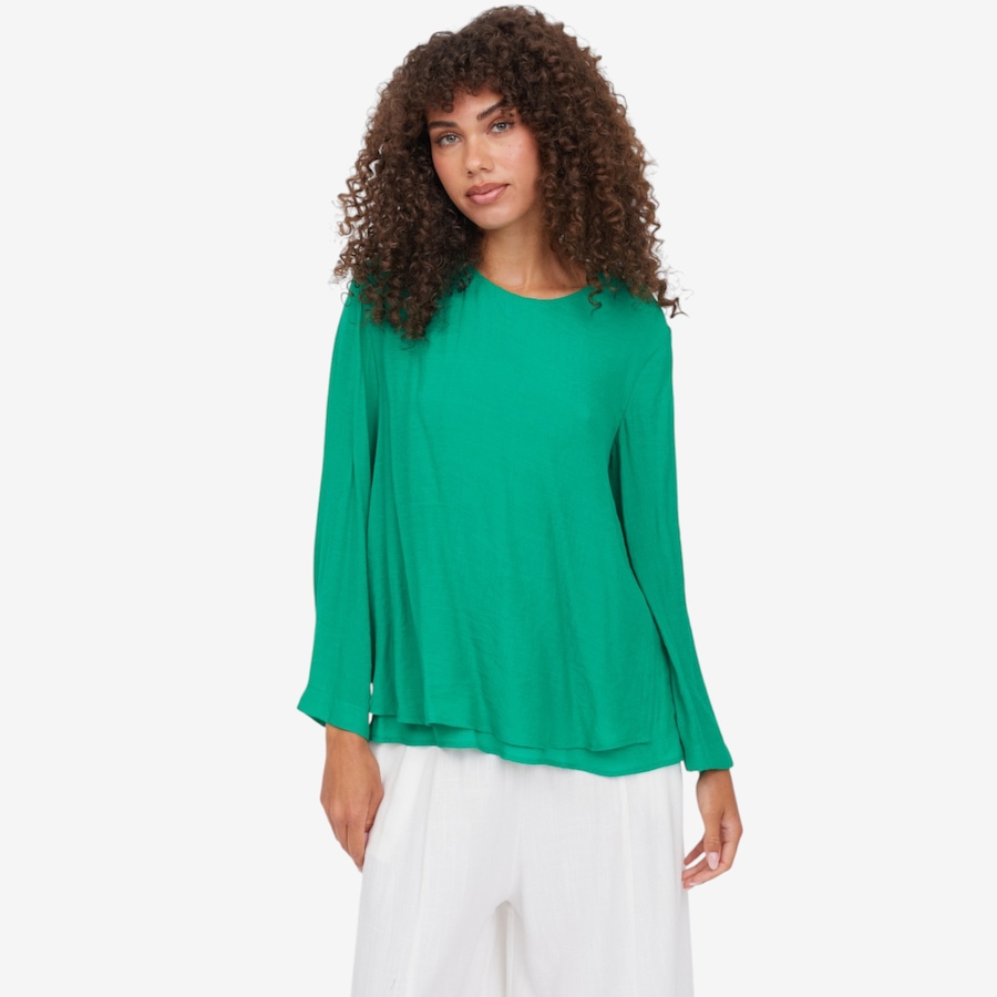 Image 124286_GRN.jpg, Product 124-286 / Price $79.99, Red Coral Side Split Double Layered Faux Linen Top from Red Coral Fashions on TSC.ca's Fashion department