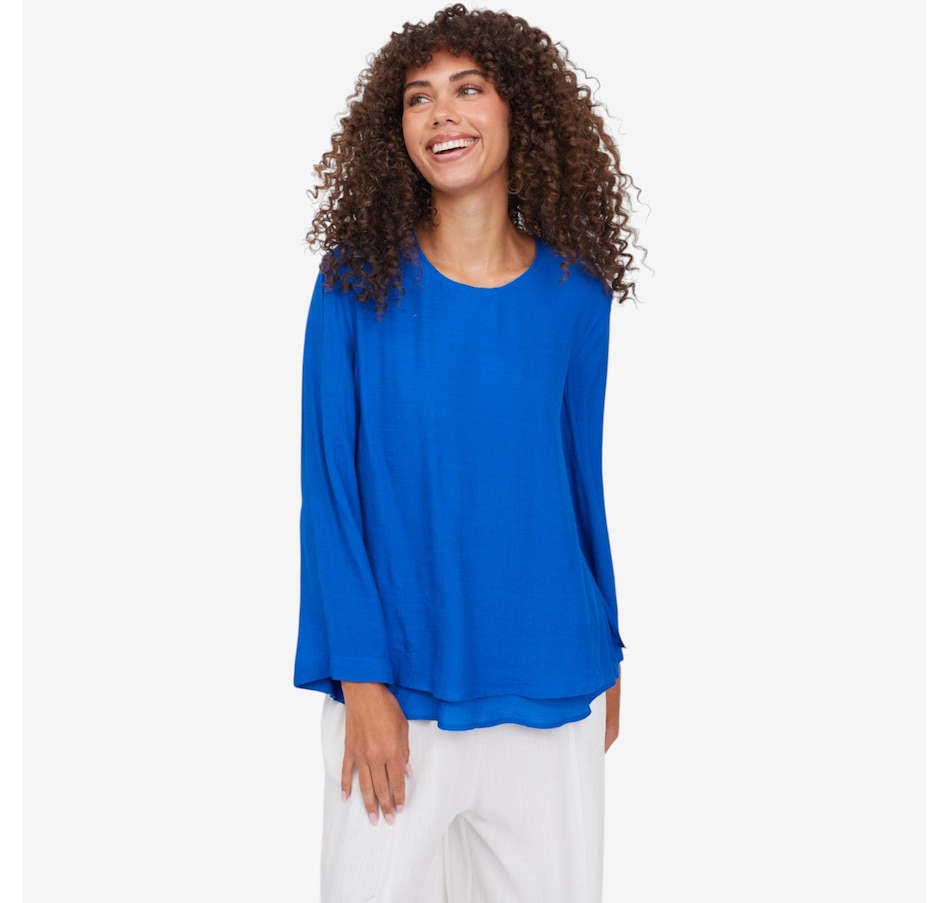 Image 124286_ROY.jpg, Product 124-286 / Price $79.99, Red Coral Side Split Double Layered Faux Linen Top from Red Coral Fashions on TSC.ca's Fashion department
