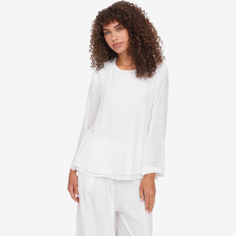 Image 124286_WHT.jpg, Product 124-286 / Price $79.99, Red Coral Side Split Double Layered Faux Linen Top from Red Coral Fashions on TSC.ca's Fashion department