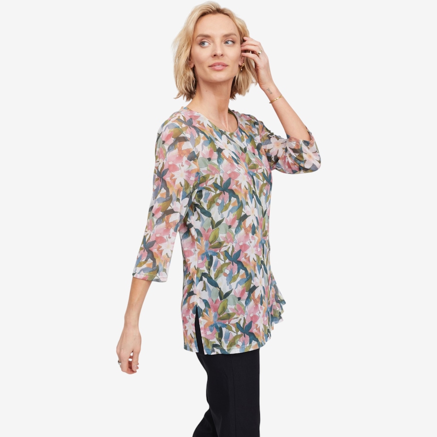 Image 124555_ALTMORE1.jpg, Product 124-555 / Price $69.99, Mr. Max Printed Mesh Tunic with Side Slit Detail from Mr. Max on TSC.ca's Fashion department