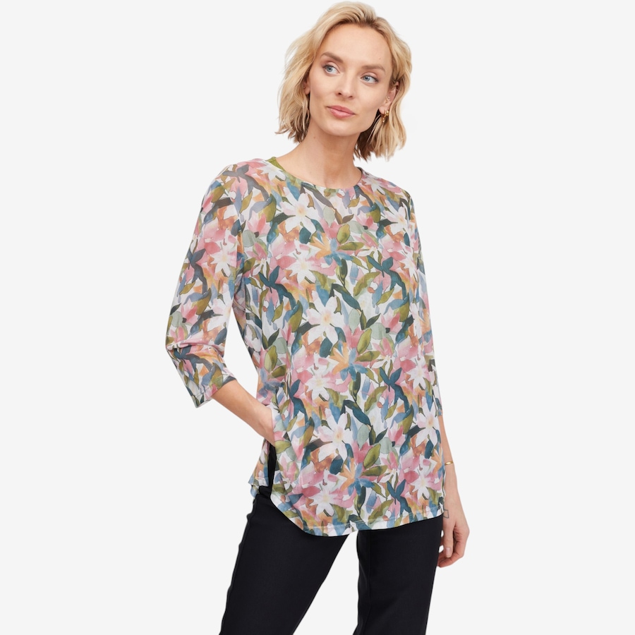 Image 124555_MTICO.jpg, Product 124-555 / Price $69.99, Mr. Max Printed Mesh Tunic with Side Slit Detail from Mr. Max on TSC.ca's Fashion department