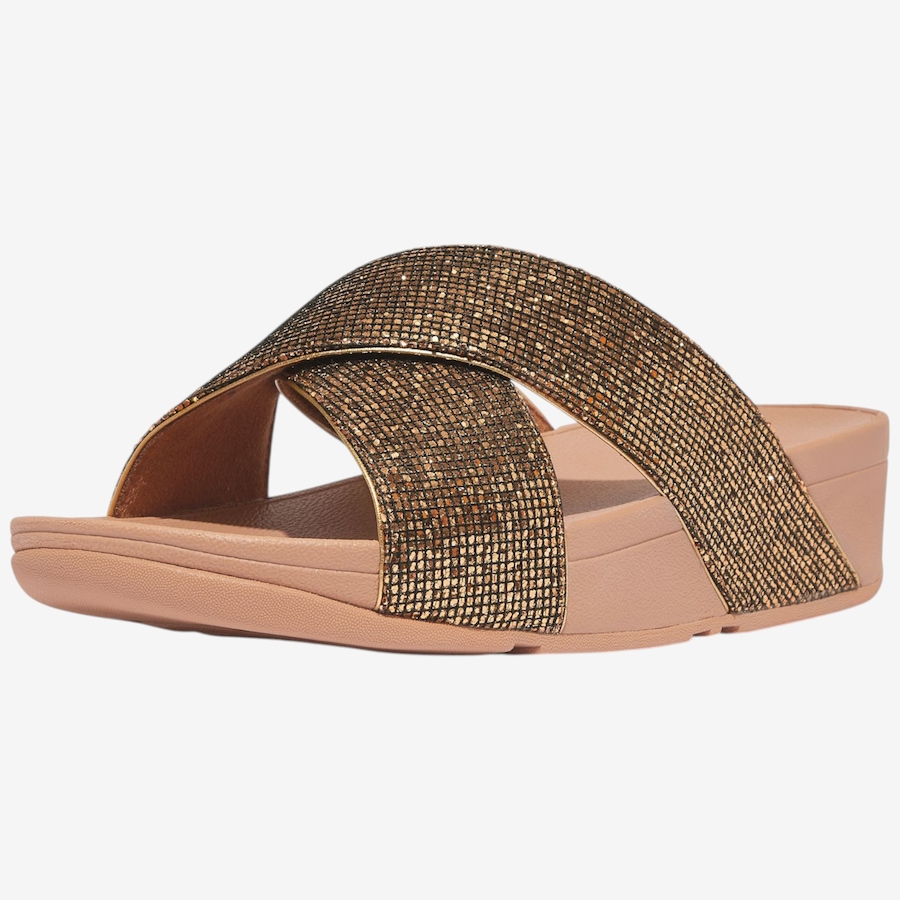 Image 124695_GLD.jpg, Product 124-695 / Price $120.00, FitFlop Lulu Glitterball Cross Slides from FitFlop on TSC.ca's Shoes department