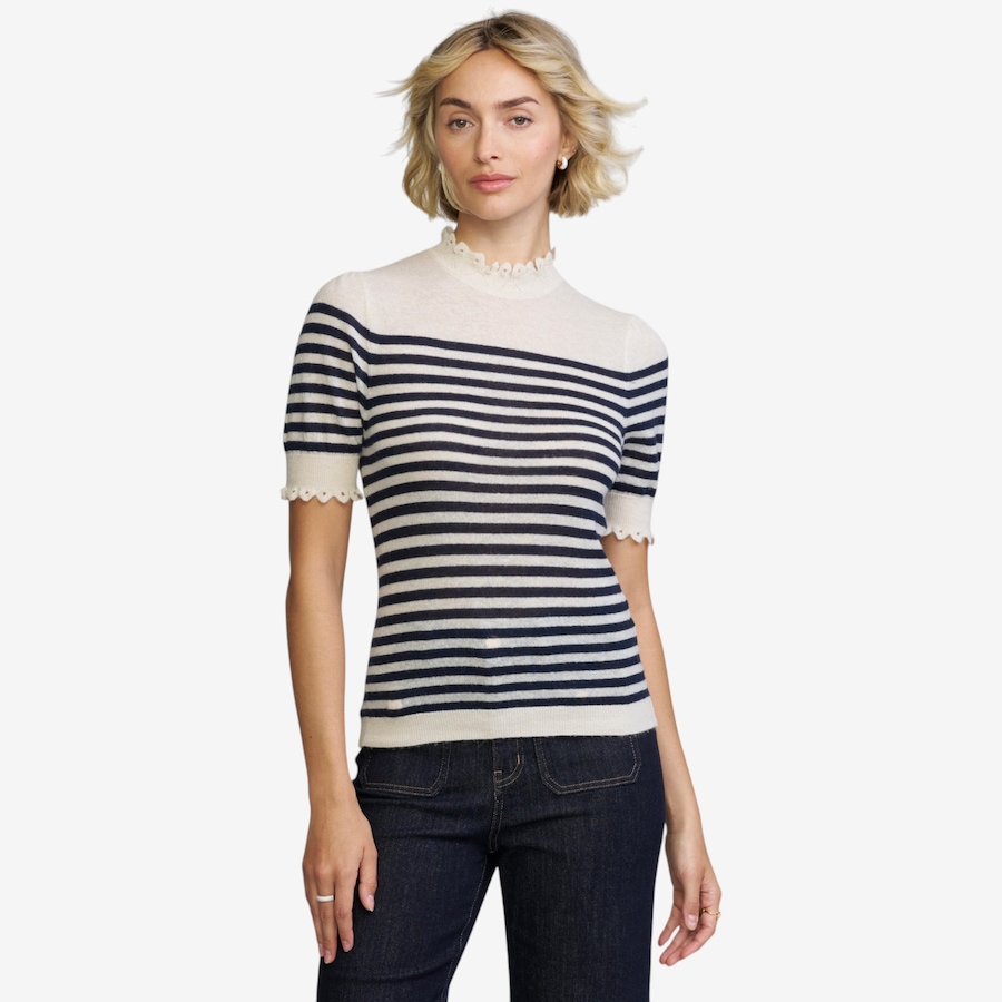 Image 124877_CRNY.jpg, Product 124-877 / Price $79.00, ELLE Striped Pointelle Sweater from ELLE on TSC.ca's Fashion department