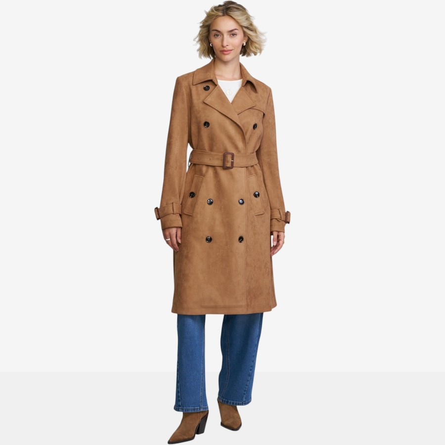 Image 124889_CML.jpg, Product 124-889 / Price $140.00, ELLE Faux Suede Trench Coat from ELLE on TSC.ca's Fashion department