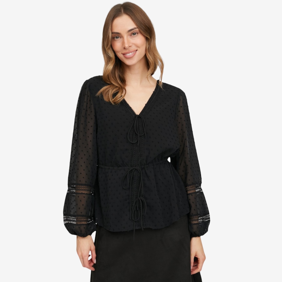 Image 124893_BLK.jpg, Product 124-893 / Price $79.00, ELLE Lace Detail Blouse from ELLE on TSC.ca's Fashion department