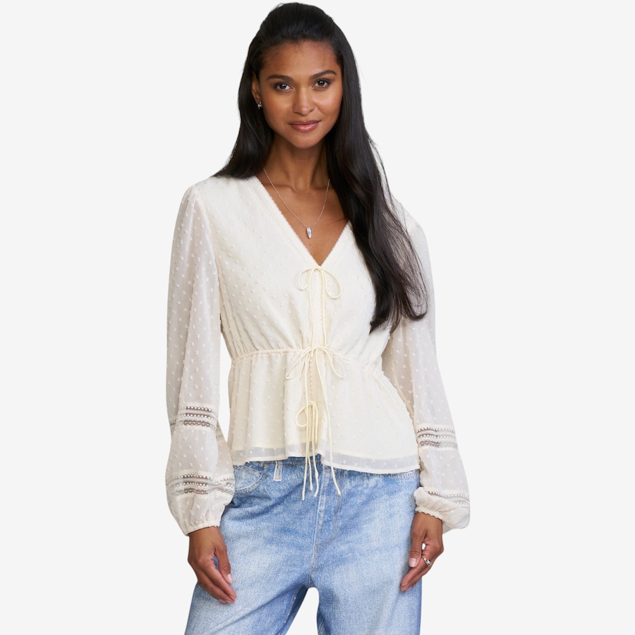 Image 124893_CRM.jpg, Product 124-893 / Price $79.00, ELLE Lace Detail Blouse from ELLE on TSC.ca's Fashion department