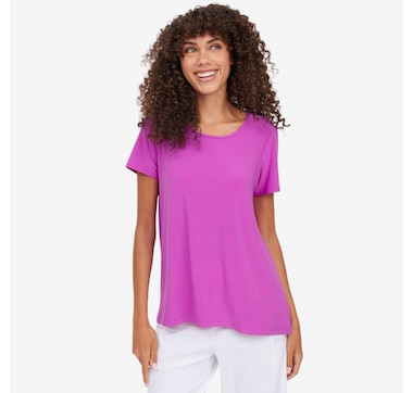 Kim &amp; Co. Deluxe Brazil Knit Short Sleeve High-Low Top 